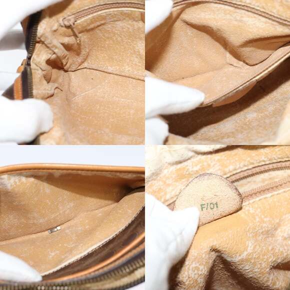 CELINE Macadam Canvas Shoulder Bag Pvc Leather Brown Gold - Picture 12 of 12